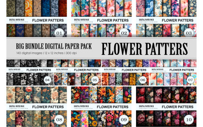 Big Bundle Floral Patterns 01. Digital Papers Sets.