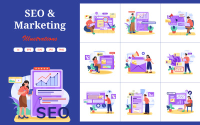 M692_ Pakiet ilustracji SEO i marketingu