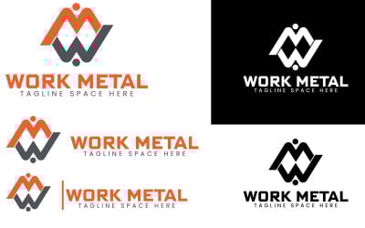 Modèle de logo de lettre MW WORK METAL