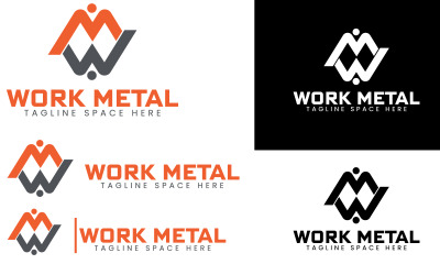 Modelo de logotipo de letra MW WORK METAL