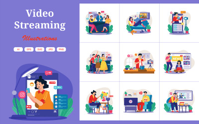 Pakiet ilustracji do strumieniowego przesyłania wideo M698_ 2