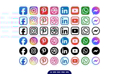 Professionella sociala medier ikoner, Ikonuppsättning