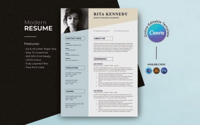 Rita Kennedy Graphic Designer &amp;amp; Developer Resume Template