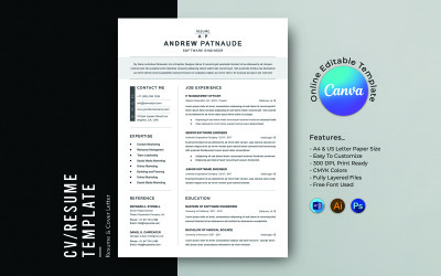 Szablon CV Andrew w serwisie Canva