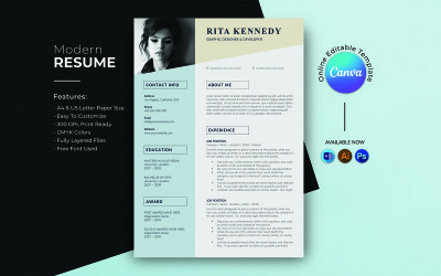 Szablon CV projektantki graficznej i programisty Rity Kennedy
