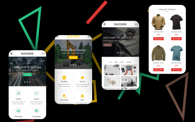 Successo: modello di sito Web mobile multiconcetto