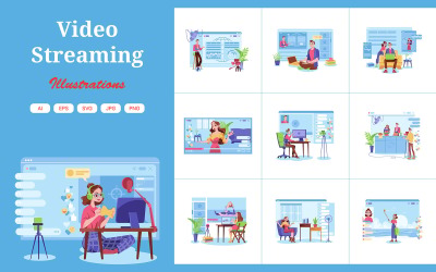 M705_ Pacote de ilustração de streaming de vídeo