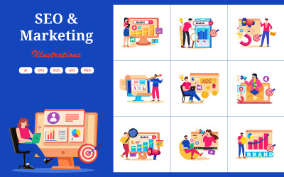 M715_ Pack d&amp;#39;illustrations SEO et marketing 1