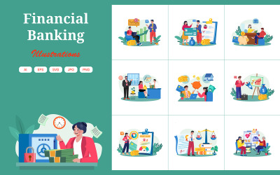 M732_ Paquete de ilustraciones de banca financiera