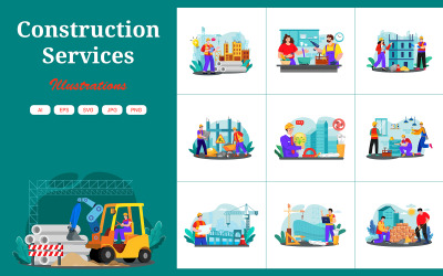 M735_ Pack d&amp;#39;illustrations des services de construction 1
