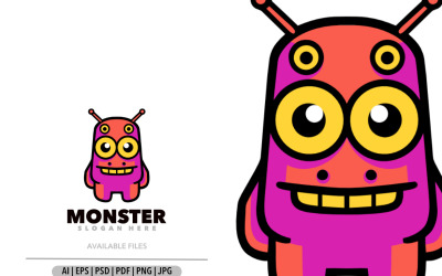 Modelo de design de desenho animado de logotipo de monstro