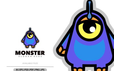 Monster cartoon ontwerpsjabloon logo