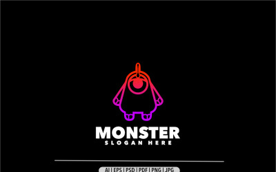 Monster-Line-Art-Gradienten-Logo-Vorlage