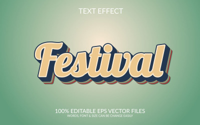 Festival 3 boyutlu düzenlenebilir vektör metin efekti tasarımı