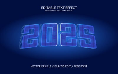 2025 3d fullt redigerbar vektortexteffektmall
