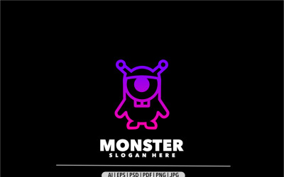 Logotipo de arte lineal de plancton zombie monstruo