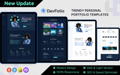 DevFolio – Modello HTML reattivo per portfolio per sviluppatori, liberi professionisti e qualsiasi professione