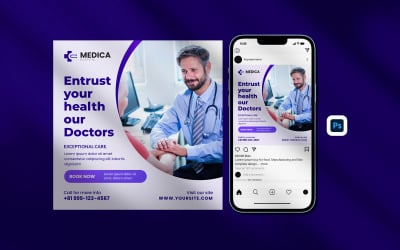 Modello di post di Instagram - Banner web di post sui social media per l&amp;#39;assistenza sanitaria medica