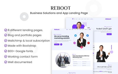 Reboot – Thème WordPress pour la solution commerciale et la page de destination des applications