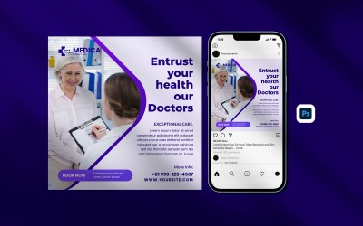 Шаблон поста в Instagram - Дизайн поста в Instagram о медицинском здравоохранении