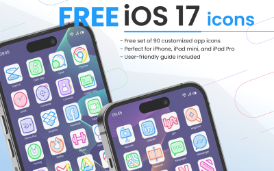 Set di icone gratuito per iPhone iOS 17