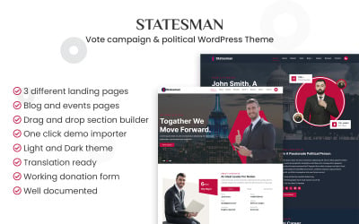 Statesman - Campanha de votação, portfólio e tema político WordPress