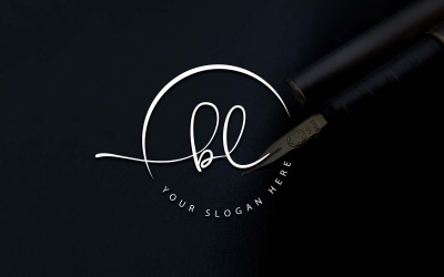 Calligraphy Studio Style BL Letter Logo Design