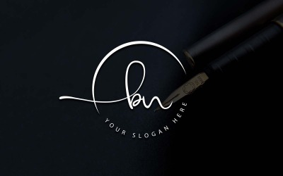 Calligraphy Studio Style BN Letter Logo Design