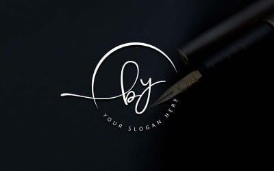 Calligraphy Studio Style BY Letter Logo Design
