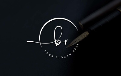 Création de logo de lettre BR de style studio de calligraphie