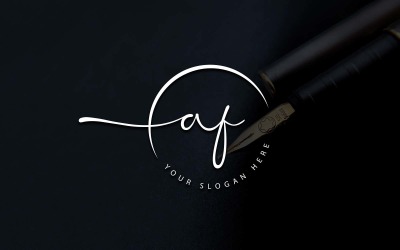 Design de logotipo de letra AF estilo estúdio de caligrafia