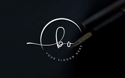 Design de logotipo de letra BO estilo estúdio de caligrafia