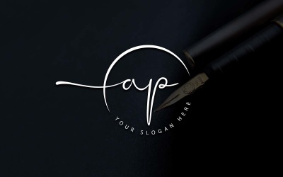 Design del logo della lettera AP in stile studio di calligrafia