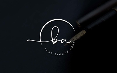 Design del logo della lettera BA in stile studio di calligrafia