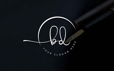Design del logo della lettera BD in stile studio di calligrafia