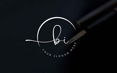 Design del logo della lettera BI in stile studio di calligrafia