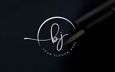 Design del logo della lettera BJ in stile studio di calligrafia