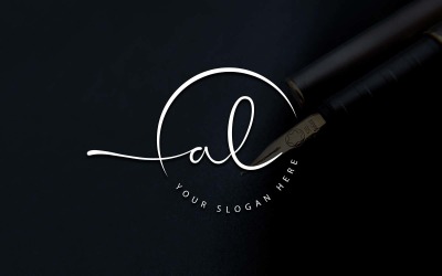 Diseño de logotipo de letra AL estilo estudio de caligrafía