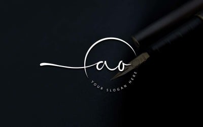 Diseño de logotipo de letra AO estilo estudio de caligrafía