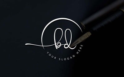 Diseño de logotipo de letra BD estilo estudio de caligrafía