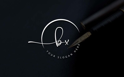 Diseño de logotipo de letra BX estilo estudio de caligrafía