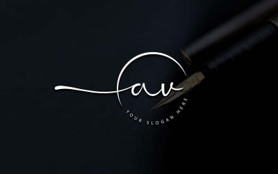 Дизайн логотипа студии каллиграфии в стиле AV Letter