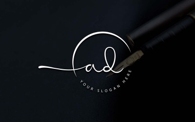 Kalligrafi Studio stil AD bokstavslogotypdesign