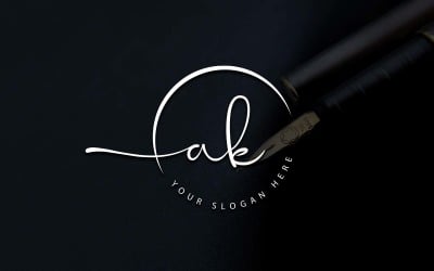 Kalligrafi Studio stil AK bokstavslogotypdesign