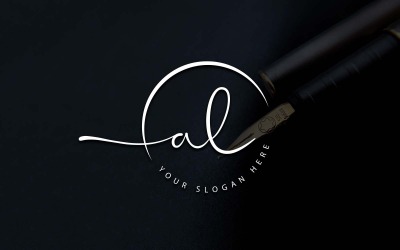 Kalligrafi Studio stil AL bokstavslogotypdesign