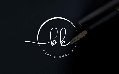 Kalligrafi Studio stil BK bokstavslogotypdesign