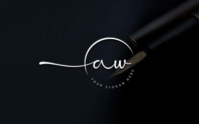 Kalligráfia Stúdió stílusú AW Letter Logo Design