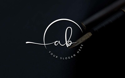 Kalligrafie Studio stijl AB brief Logo ontwerp