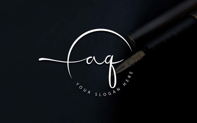 Kalligrafie Studio stijl AQ brief Logo ontwerp