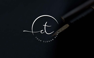 Calligraphy Studio Style CT Letter Logo Design